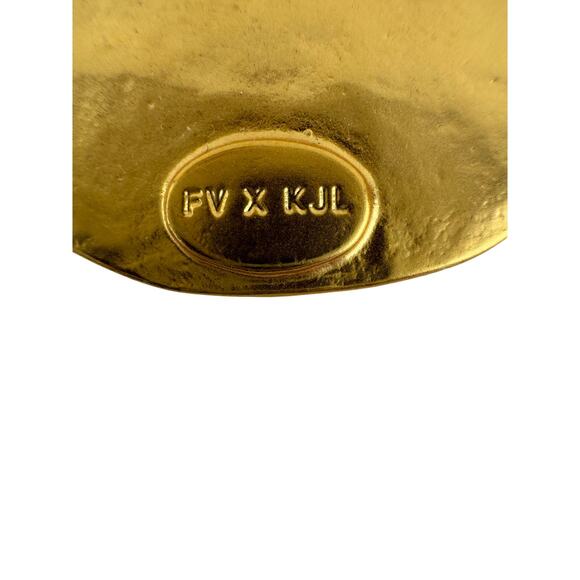 Signed Kenneth Jay Lane Satin Gold Stretch Coin Bracelet - Picture 3 of 4